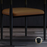 Industrial Faux Leather Open Back Armrest Dining Chair Image - 9