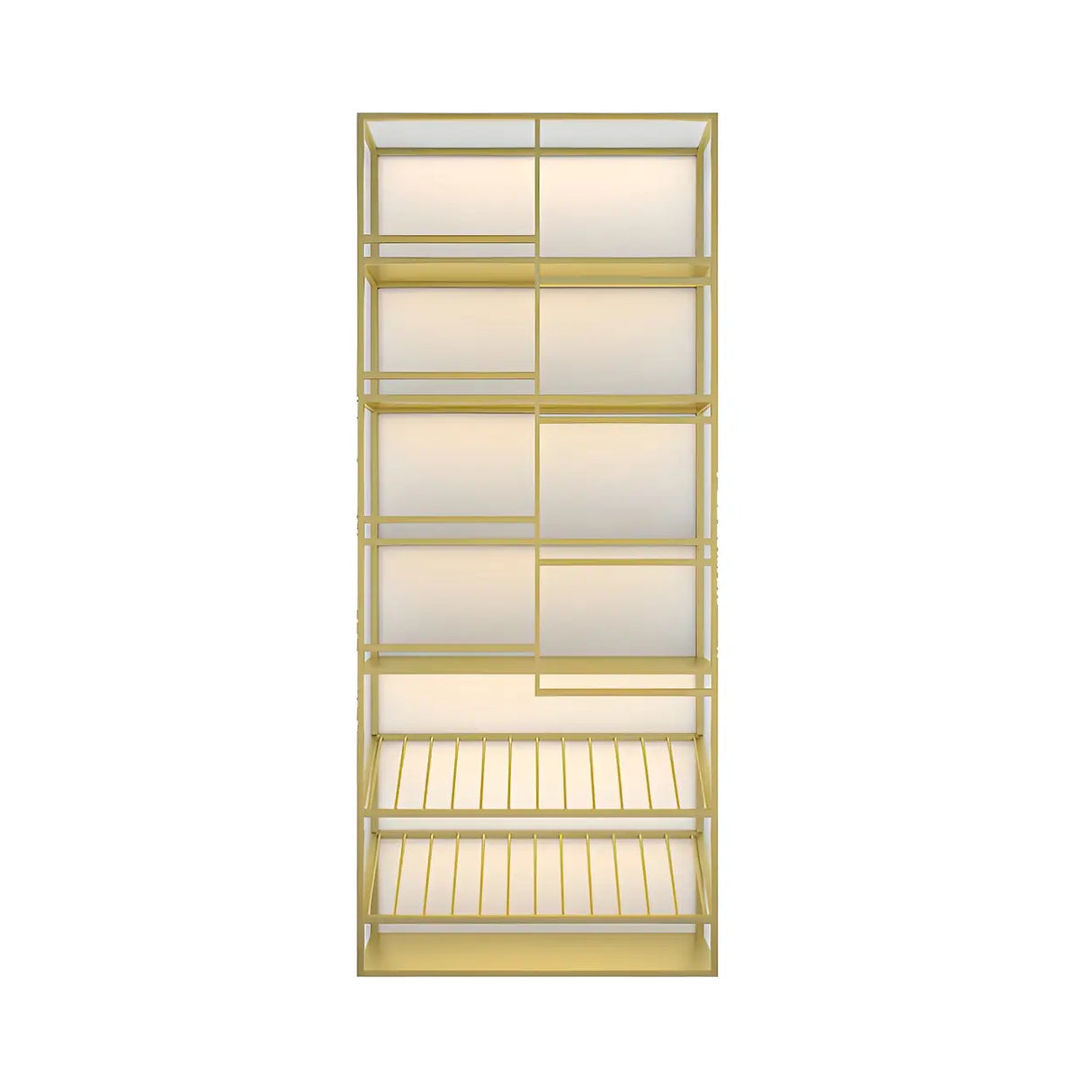 Industrial Freestanding Gold Tall Metal Shelving Wine Rack Image - 5