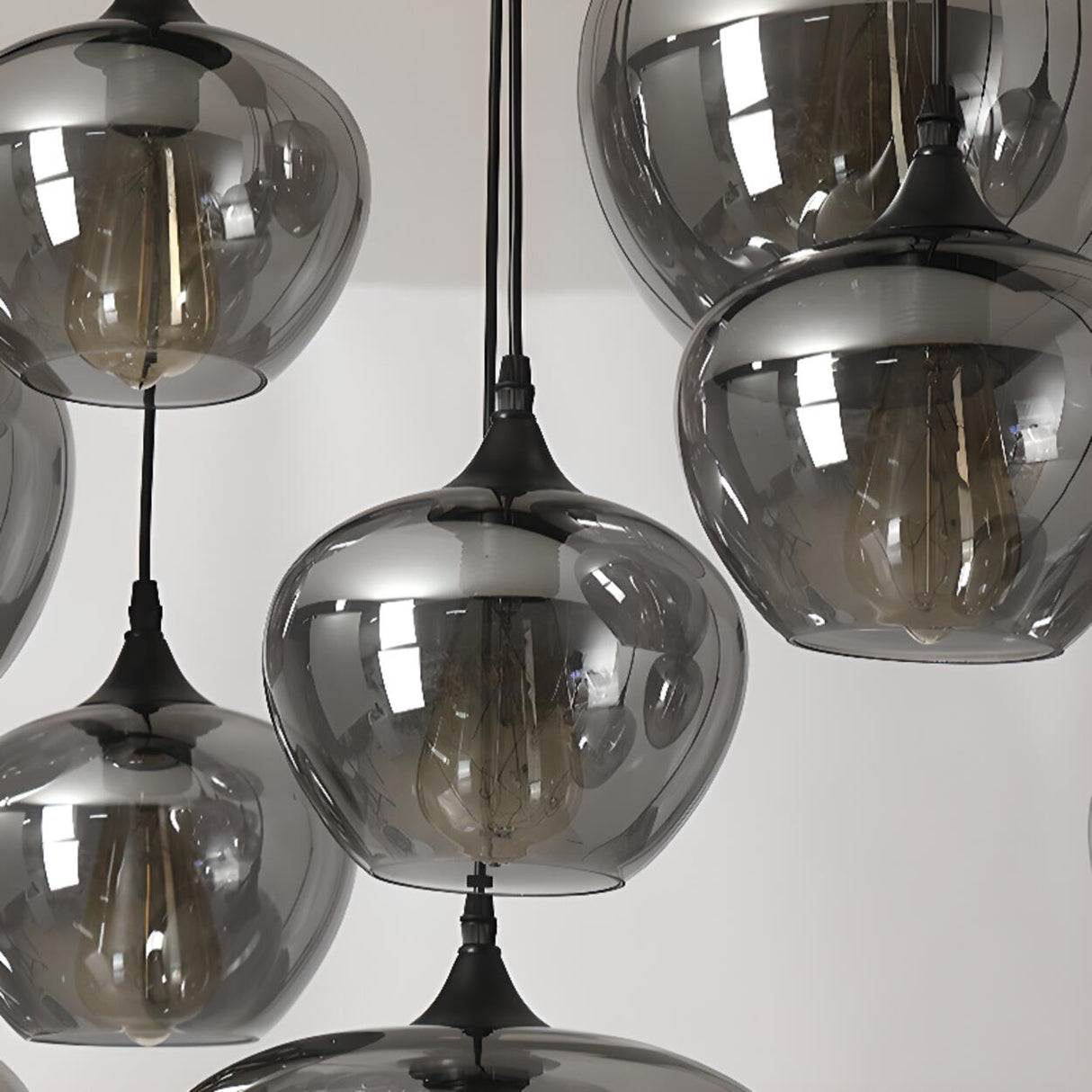 Industrial Geometric Glass Black Island Pendant Light Image - 10