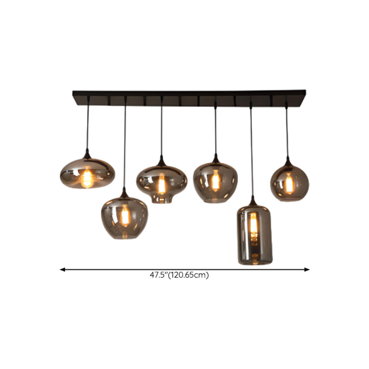 Industrial Geometric Glass Black Island Pendant Light Image - 15