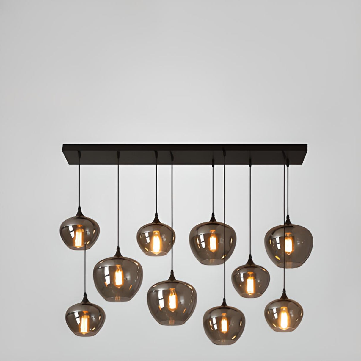 Industrial Geometric Glass Black Island Pendant Light Image - 2