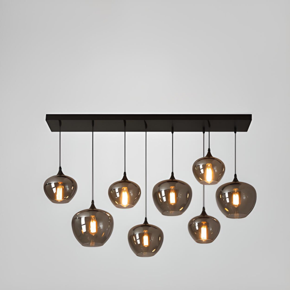 Industrial Geometric Glass Black Island Pendant Light Image - 3