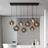 Industrial Geometric Glass Black Island Pendant Light Image - 4