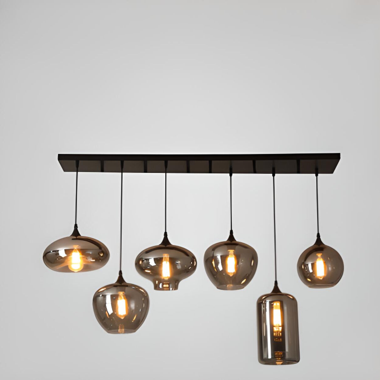 Industrial Geometric Glass Black Island Pendant Light Image - 6