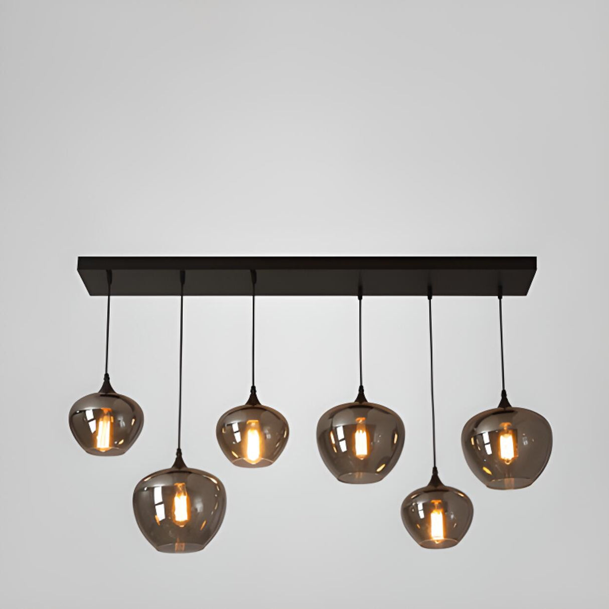 Industrial Geometric Glass Black Island Pendant Light Image - 8