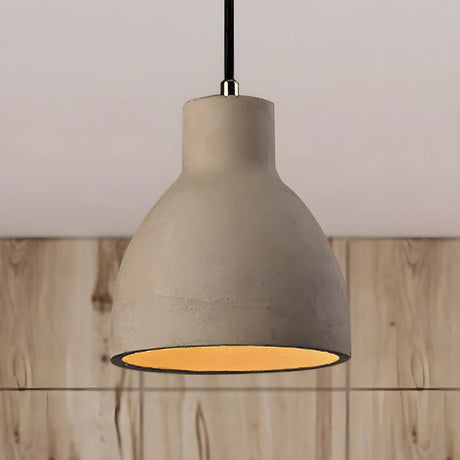 Industrial Geometric Grey Cement Hanging Pendant Light Image - 1