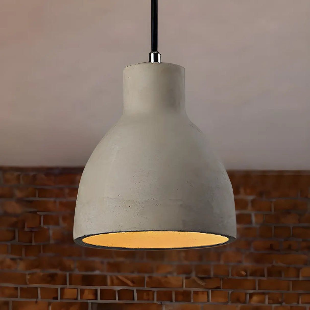 Industrial Geometric Grey Cement Hanging Pendant Light Image - 3