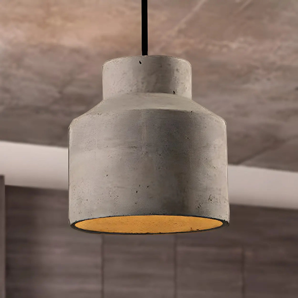 Industrial Geometric Grey Cement Hanging Pendant Light Image - 5
