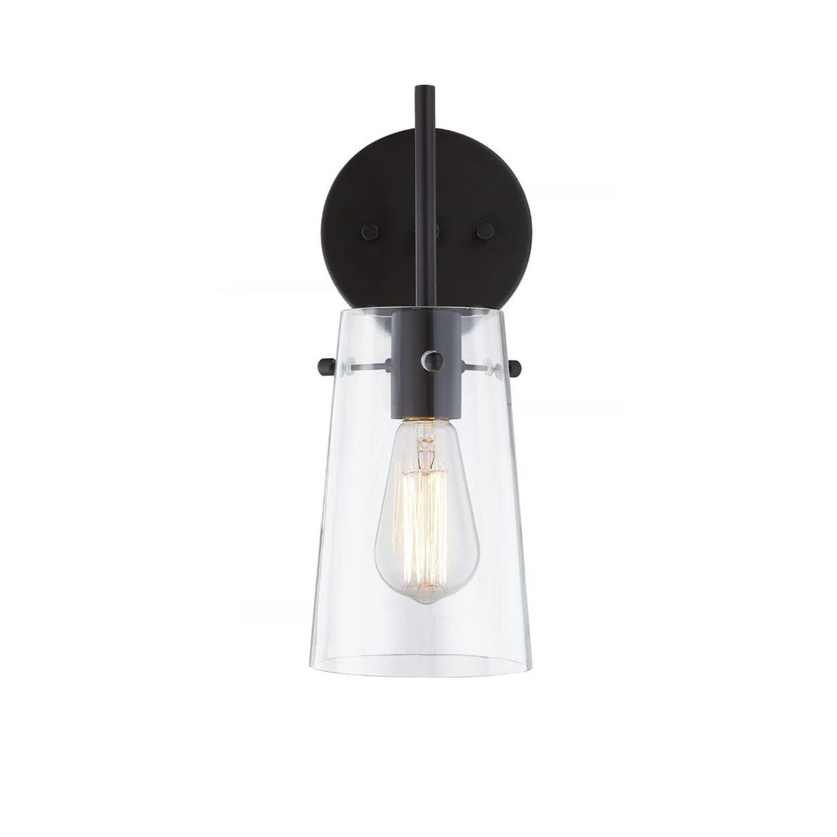 Industrial Glass Cylinder Vanity Wall Sconce Light Image - 12