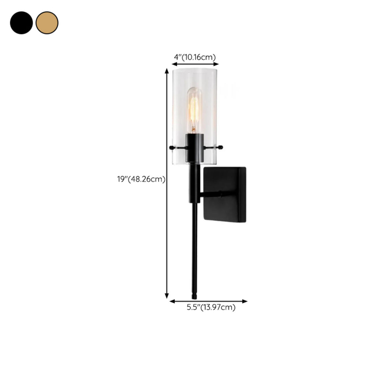 Industrial Glass Cylinder Vanity Wall Sconce Light 
