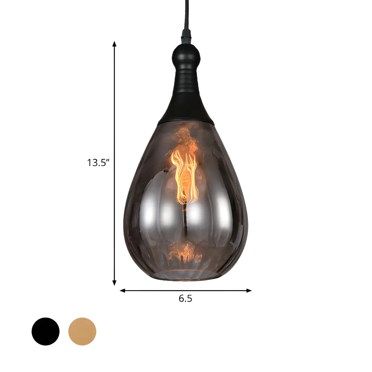 Industrial Glass Teardrop-Shaped Hanging Pendant Light Image - 26