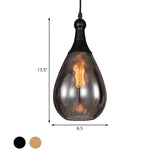 Industrial Glass Teardrop-Shaped Hanging Pendant Light Image - 26