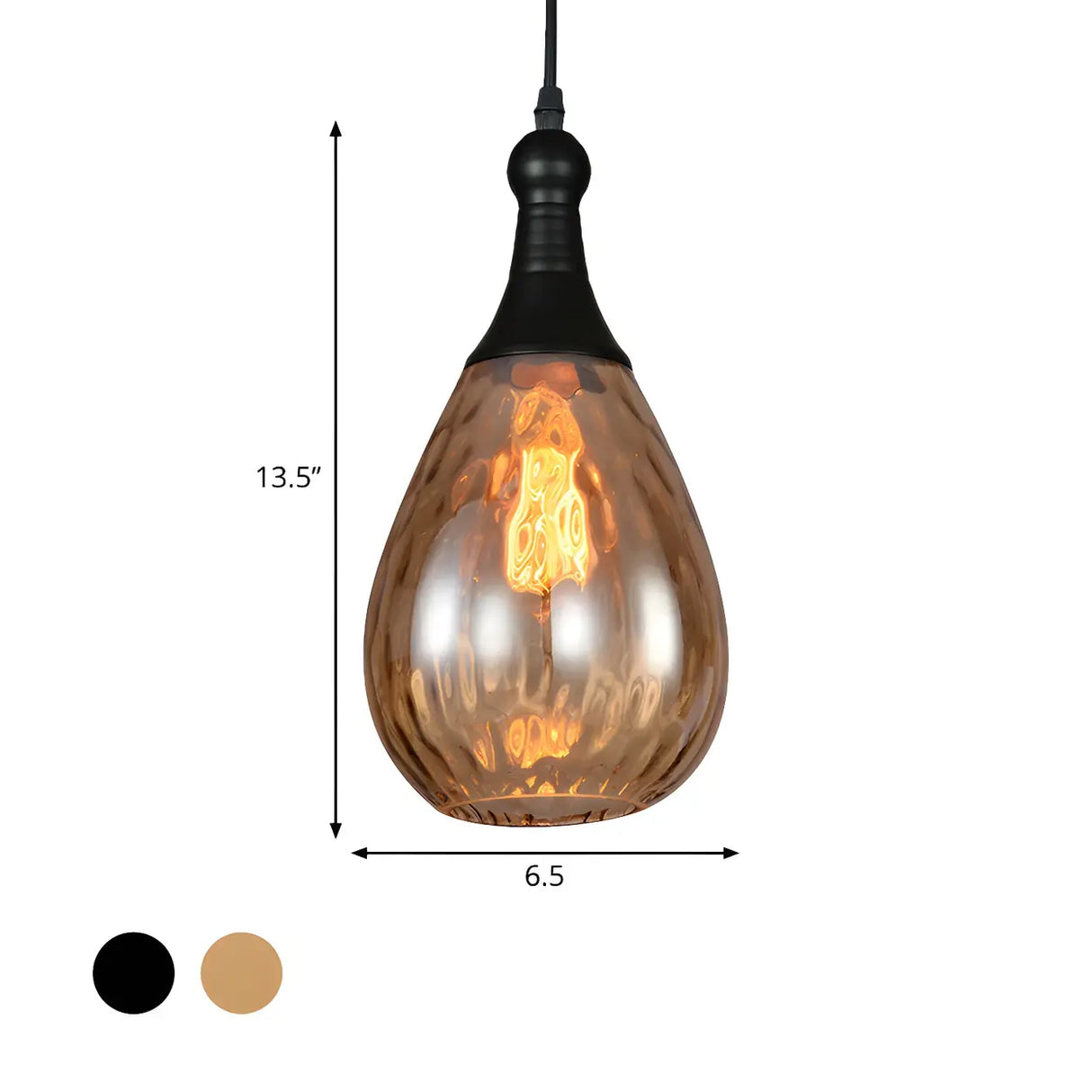 Industrial Glass Teardrop-Shaped Hanging Pendant Light Image - 27