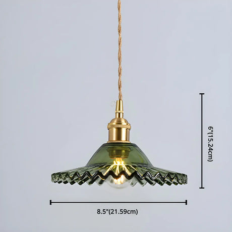 Industrial Glass Wrinkle Saucer-Shaped Pendant Light #size