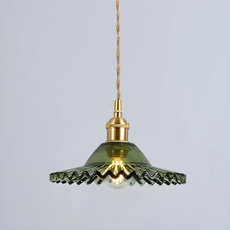 Industrial Glass Wrinkle Saucer-Shaped Pendant Light Image - 2