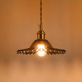 Industrial Glass Wrinkle Saucer-Shaped Pendant Light Image - 6