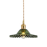 Industrial Glass Wrinkle Saucer-Shaped Pendant Light Image - 8