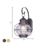 Industrial Globe Bronze Glass Exterior Wall Sconce Light Image - 13