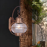 Industrial Globe Bronze Glass Exterior Wall Sconce Light Image - 14