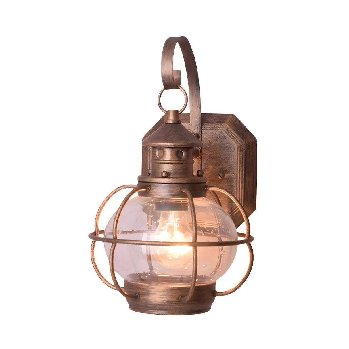 Industrial Globe Bronze Glass Exterior Wall Sconce Light Image - 17