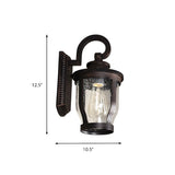 Industrial Gooseneck Glass Outdoor Black Wall Lamp #size