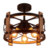 Industrial Iron Cylinder Semi-Flush Mount Light 3-Light Image - 5