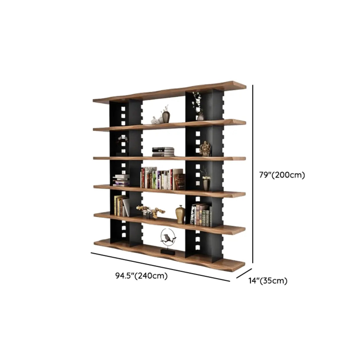 Industrial Iron Frame Wooden Etagere Display Bookcase Image - 11