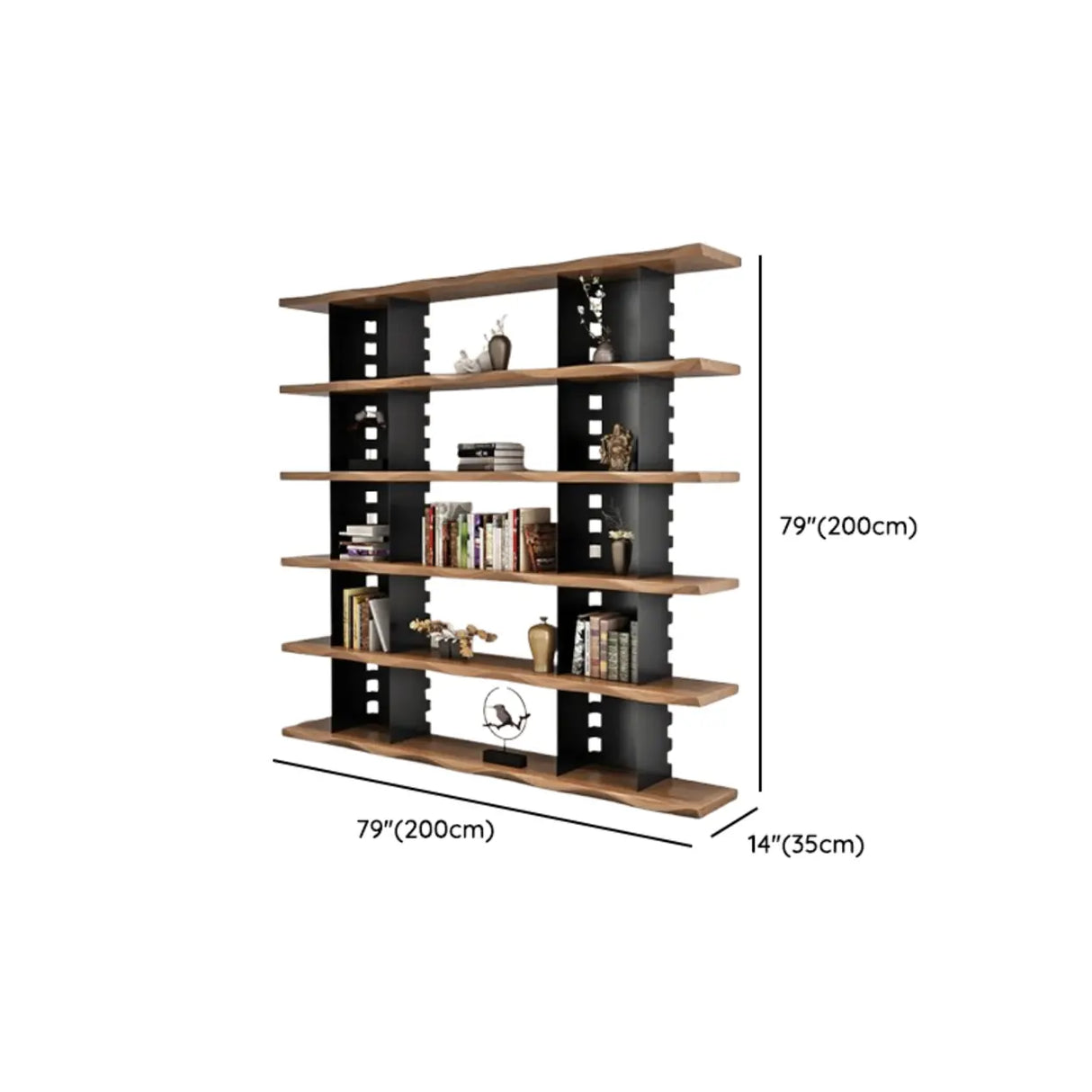 Industrial Iron Frame Wooden Etagere Display Bookcase Image - 12