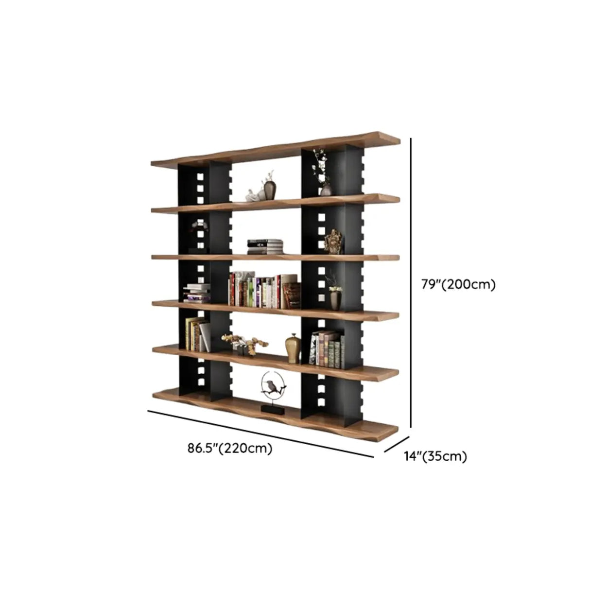 Industrial Iron Frame Wooden Etagere Display Bookcase Image - 13
