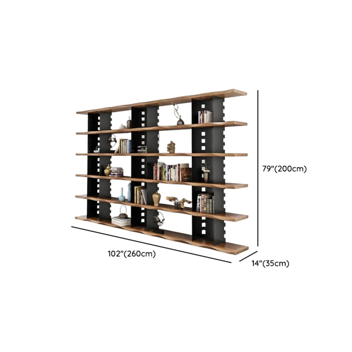 Industrial Iron Frame Wooden Etagere Display Bookcase Image - 14