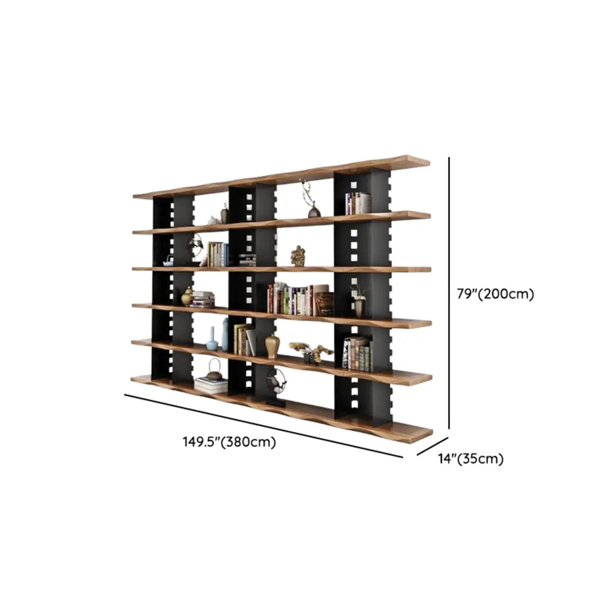 Industrial Iron Frame Wooden Etagere Display Bookcase Image - 18
