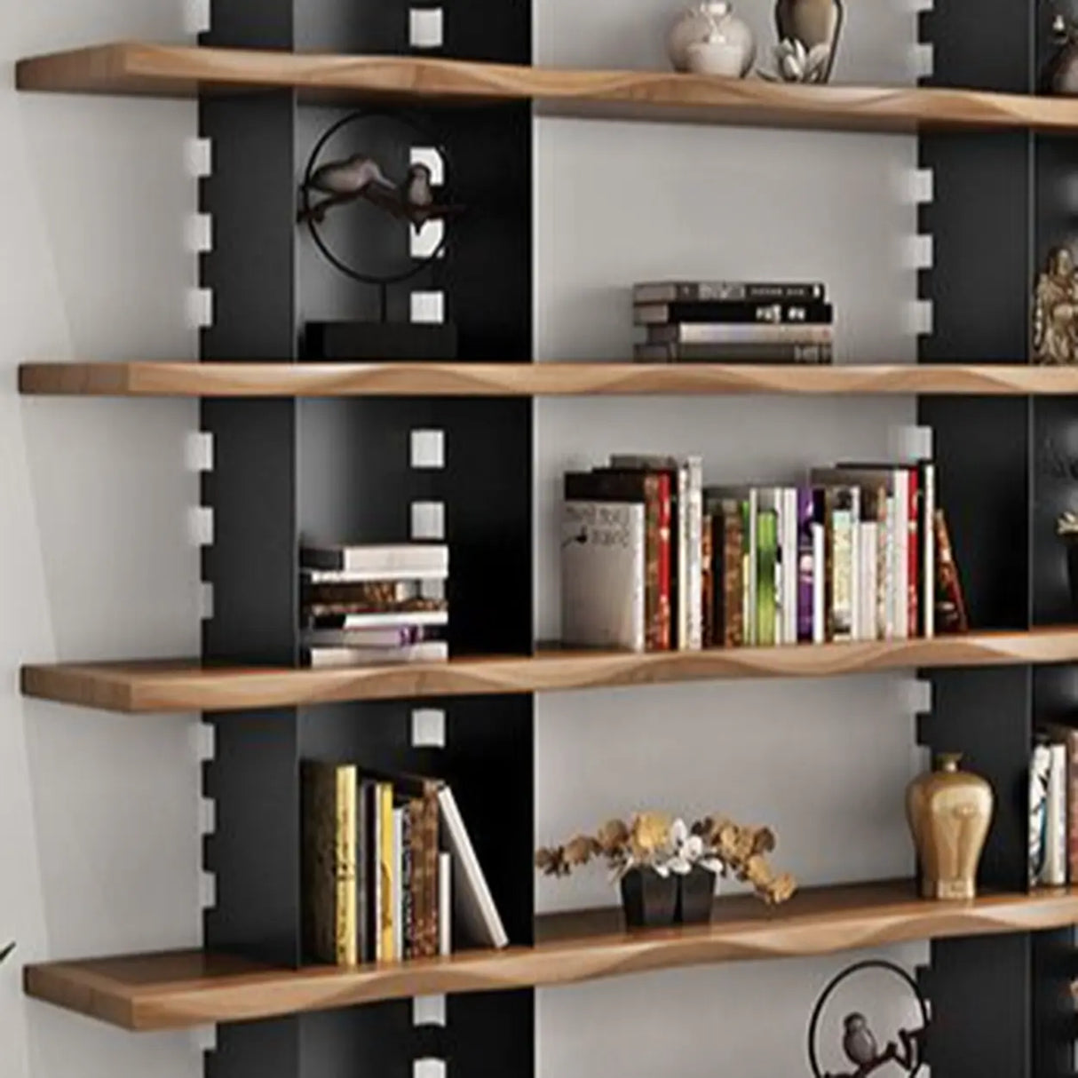 Industrial Iron Frame Wooden Etagere Display Bookcase Image - 4