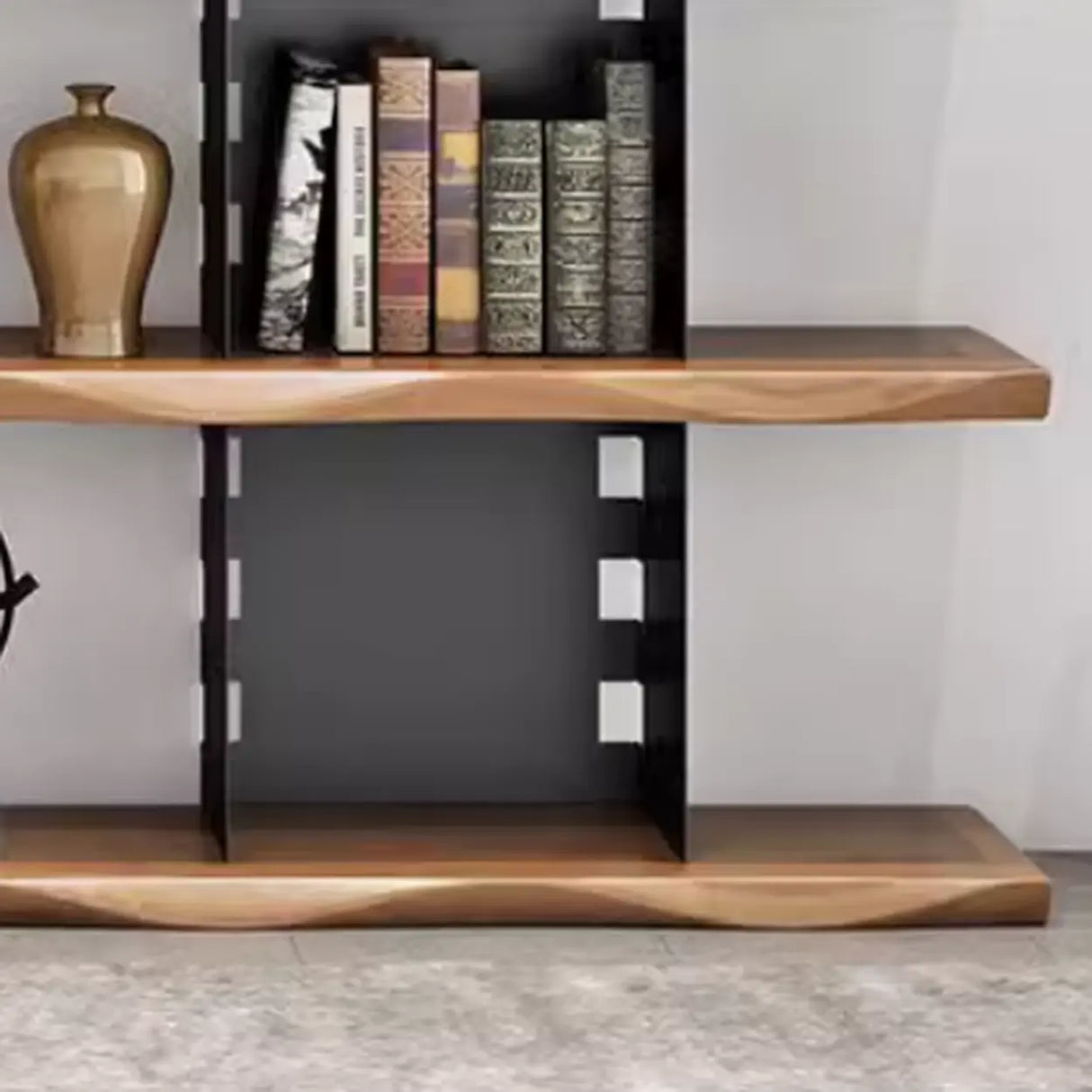 Industrial Iron Frame Wooden Etagere Display Bookcase Image - 5