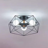Industrial Iron Gold Drum Semi-Flush Mount Lamp 5-Light Image - 14