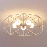 Industrial Iron Gold Drum Semi-Flush Mount Lamp 5-Light Image - 16