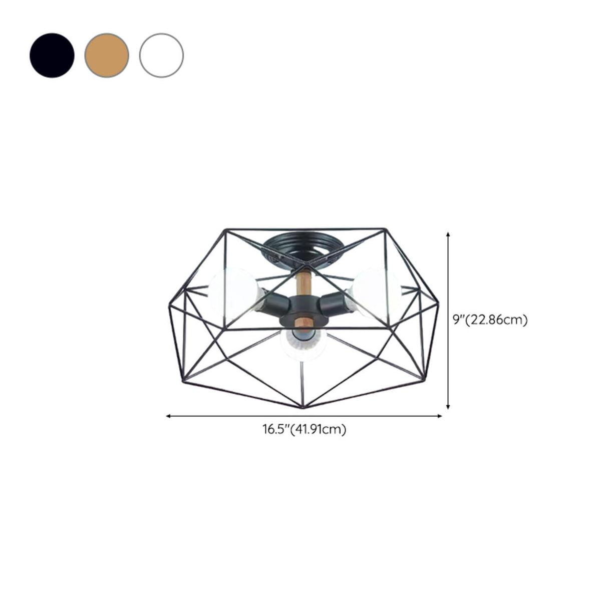 Industrial Iron Gold Drum Semi-Flush Mount Lamp 5-Light 