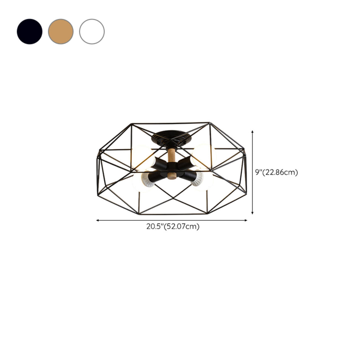 Industrial Iron Gold Drum Semi-Flush Mount Lamp 5-Light Image - 20