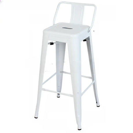 Industrial Iron Low Back Square Bar Stool with Four-Leg Image - 2
