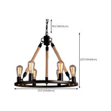 Industrial Iron Rope Chandelier for Living Room, Black Image - 21