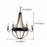 Industrial Iron Rope Chandelier for Living Room, Black