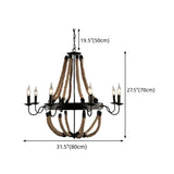 Industrial Iron Rope Chandelier for Living Room, Black Image - 25