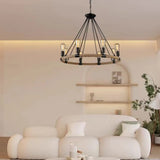 Industrial Iron Rope Chandelier for Living Room, Black Image - 6
