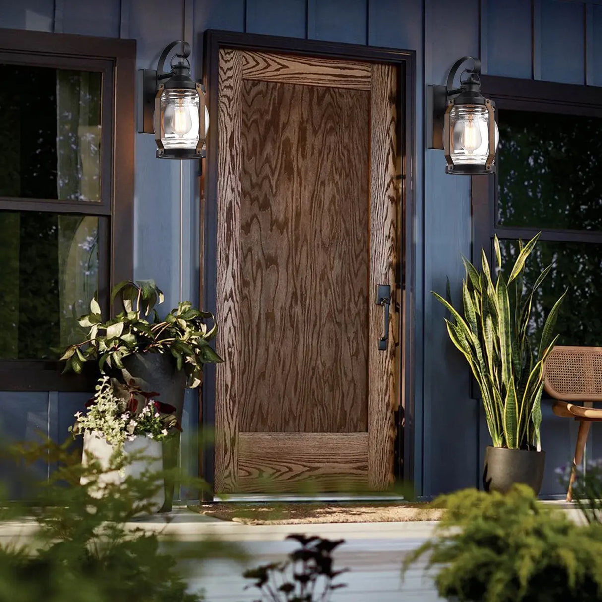 Industrial Lantern Outdoor Vintage Black Wall Light Image - 1