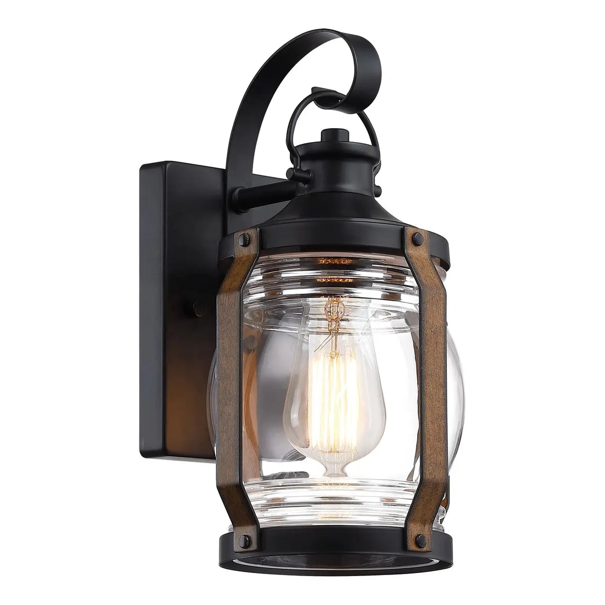 Industrial Lantern Outdoor Vintage Black Wall Light Image - 6
