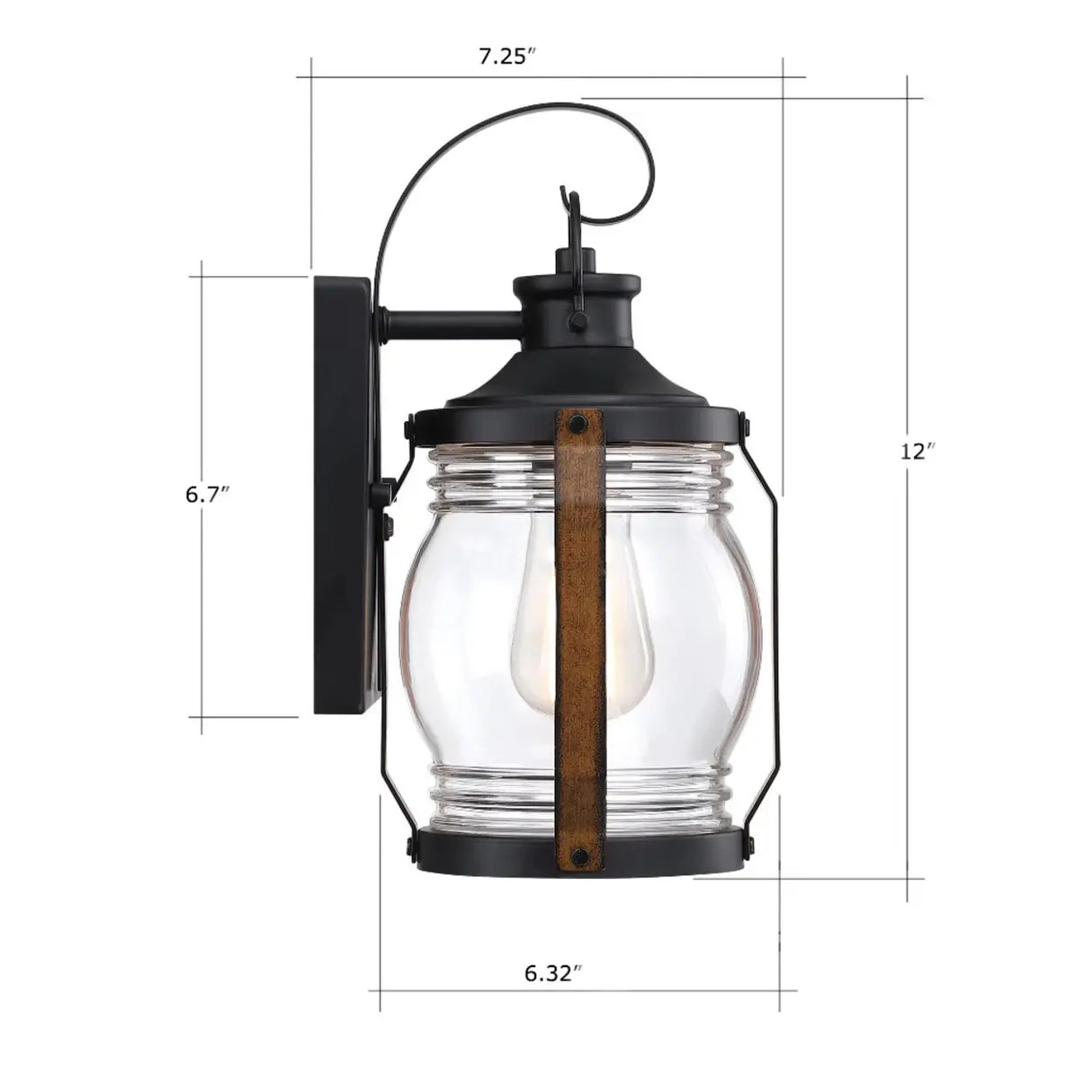 Industrial Lantern Outdoor Vintage Black Wall Light 