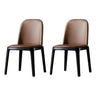 Industrial Leather Dining Side Chair with Ash Wood Legs Image - 14