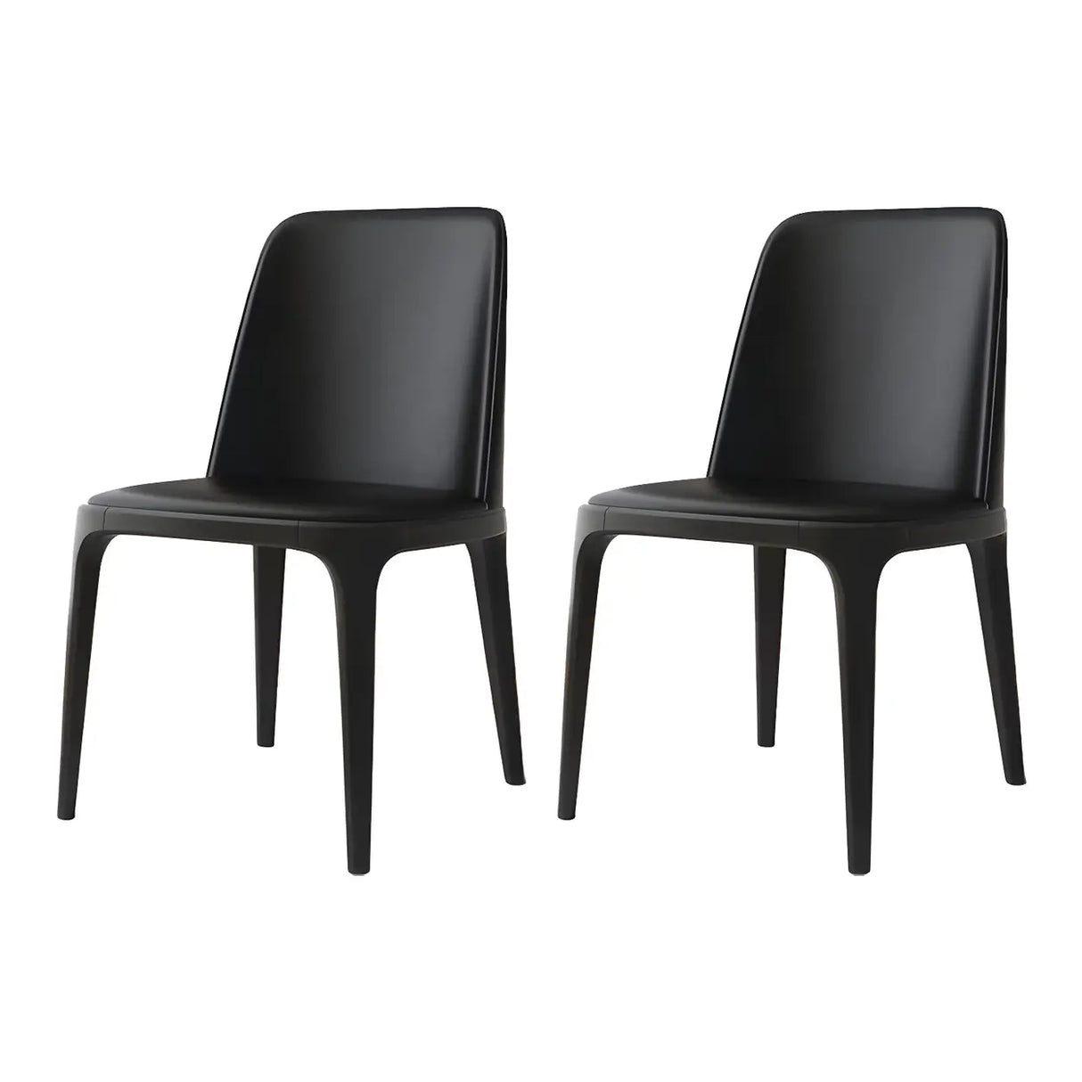 Industrial Leather Dining Side Chair with Ash Wood Legs Image - 19