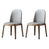 Industrial Leather Dining Side Chair with Ash Wood Legs Image - 21