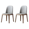 Industrial Leather Dining Side Chair with Ash Wood Legs Image - 21