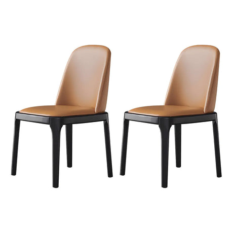 Industrial Leather Dining Side Chair with Ash Wood Legs Image - 3